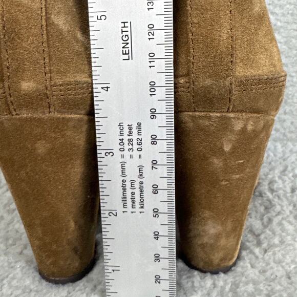 Via Spiga Women's Wedge Booties Cognac Suede Upper Rubber Sole Size 8 Designer - Picture 4 of 10